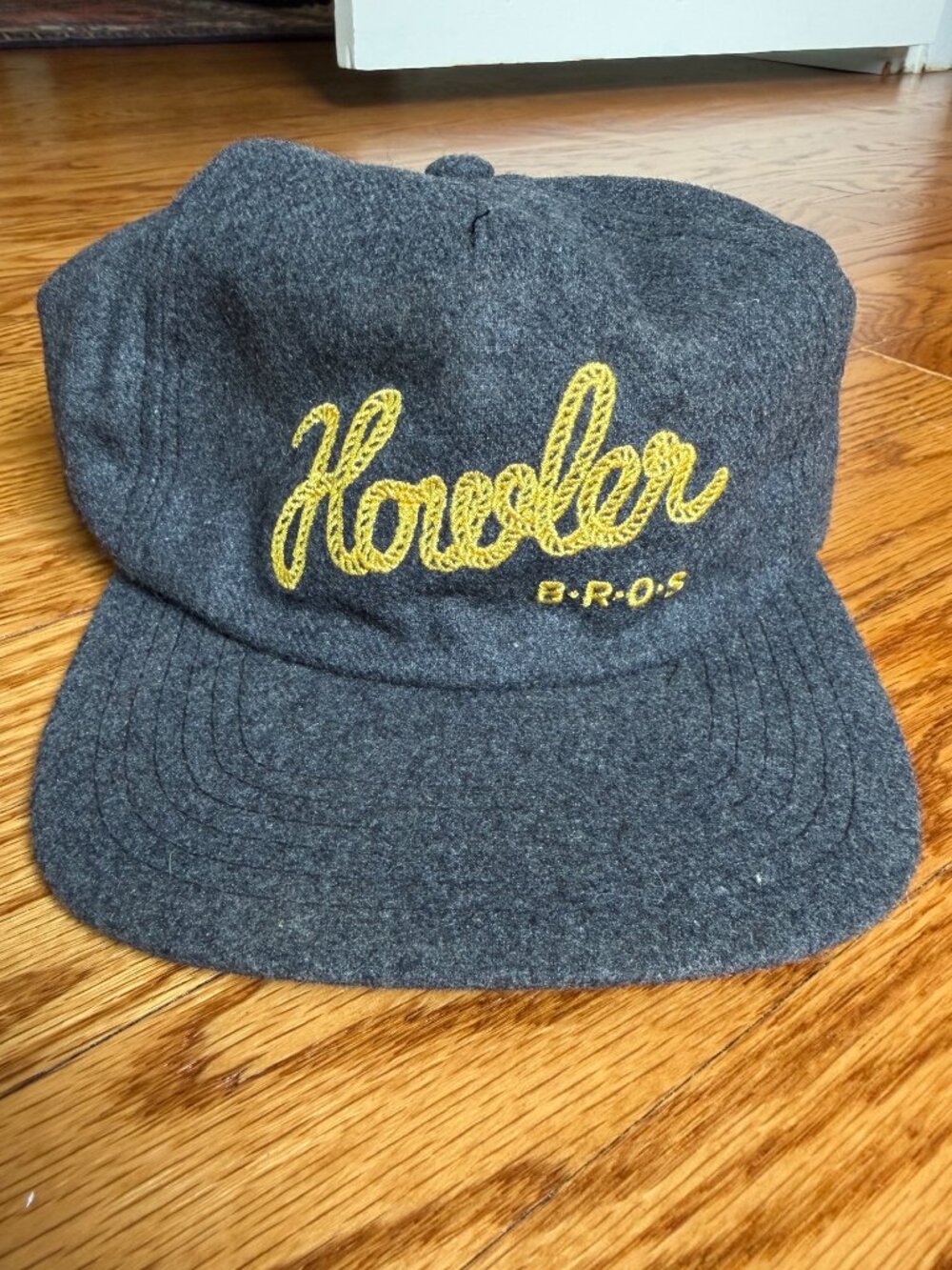 Howler Brothers Wool Blend Snapback Hat Gray Yellow Chainstitch Rope Cap